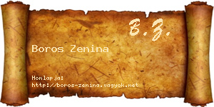 Boros Zenina névjegykártya